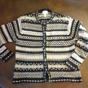 Talbots Black and Cream Cardigan - Medium